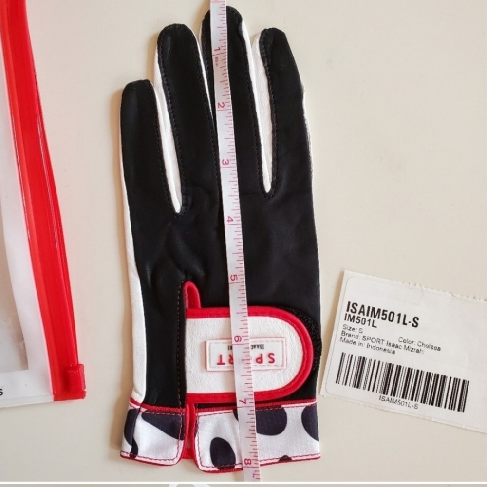 Black And White Polka Dot With Red Accent Golf Glove Size Small
